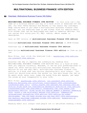 Multinational Business Finance 10th Edition. Multinational Business Finance 10th Edition