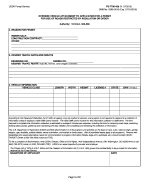 USDA Oversize Vehicle Permit Application