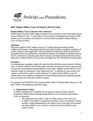 8.09 / Student Military Leave of Absence (MLOA) Policy