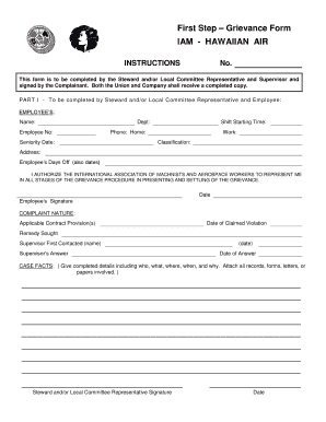 First Step Grievance Form