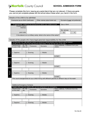 School Admission Form - Brundall Primary School