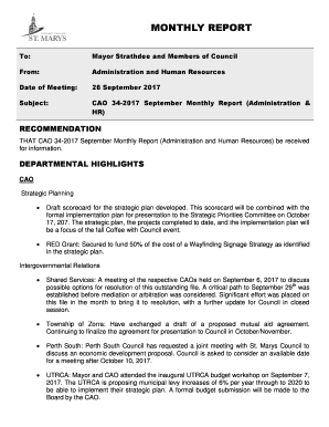 CAO 34-2017 September Monthly Report (Administration &amp; HR)
