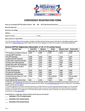 Conference registration form - APPTAC