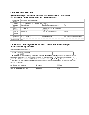 Certification Form. Certification Form for filing with the Office of Civil Rights