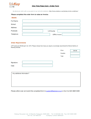 Fillable Online One Time Pass Card - Order Form - Provision Map Fax ...