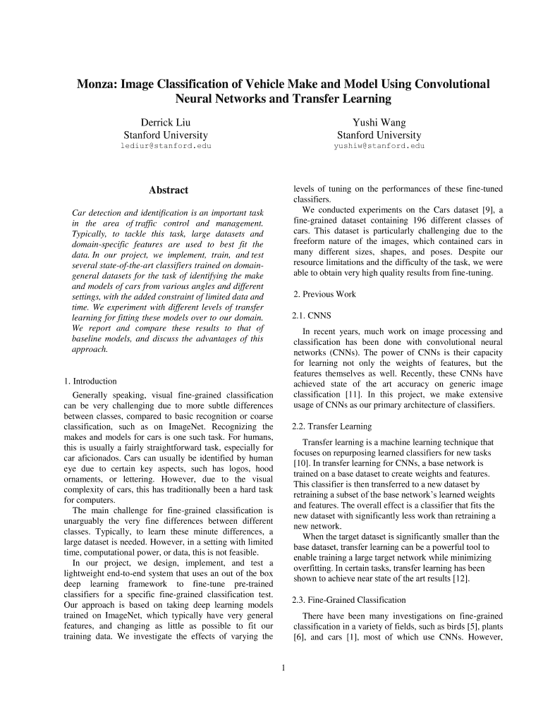 Fillable Online Image Classification of Vehicle Make and Model