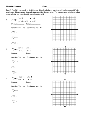 Piecewise Function Worksheet - Fill and Sign Printable Template Online
