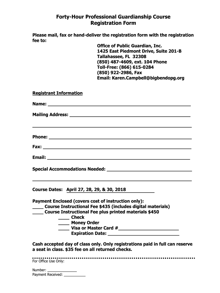 Fillable Online FortyHour Professional Guardianship Course Fillable Online FortyHour Professional Guardianship Course