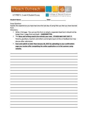 Essay Question - UTeach Outreach