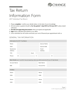 2017 Individual Tax Return Information Form