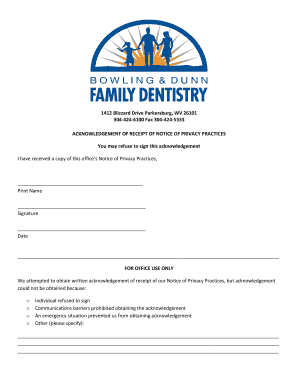 Acknowledgement of Receipt of Notice of Privacy Practices