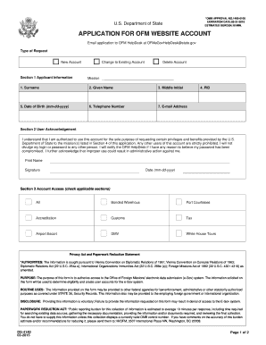 US Department of State OFM Website Account Application