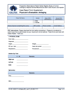 Case Report Form Supplement Physicians