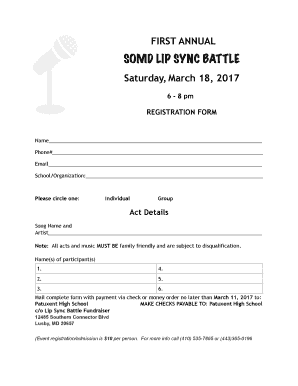 Lsb registration form - Patuxent High School