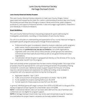 Heritage Outreach Grant