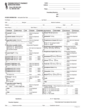 Freedom Fertility Pharmacy Medication Order Form