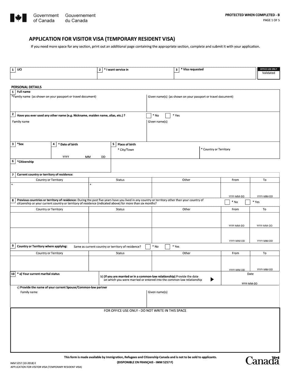 Canada Imm 5257 E 2023 Form