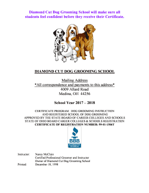Diamond cut dog grooming school