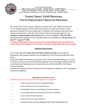 yurok tribal tanf program youth employment services ... - Yurok Tribe