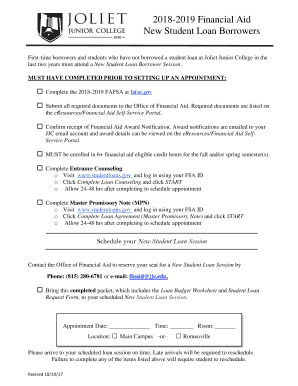 Fillable Online 2018 2019 Financial Aid New Student Loan Fillable Online 2018 2019 Financial Aid New Student Loan