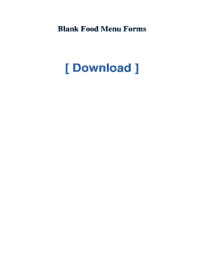 Blank Food Menu Forms