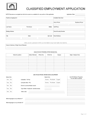 Classified Employment Application