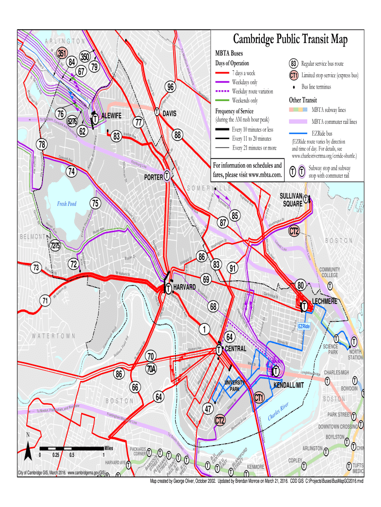 Fillable Online Public Transit Map - Cambridge Massachusetts ...