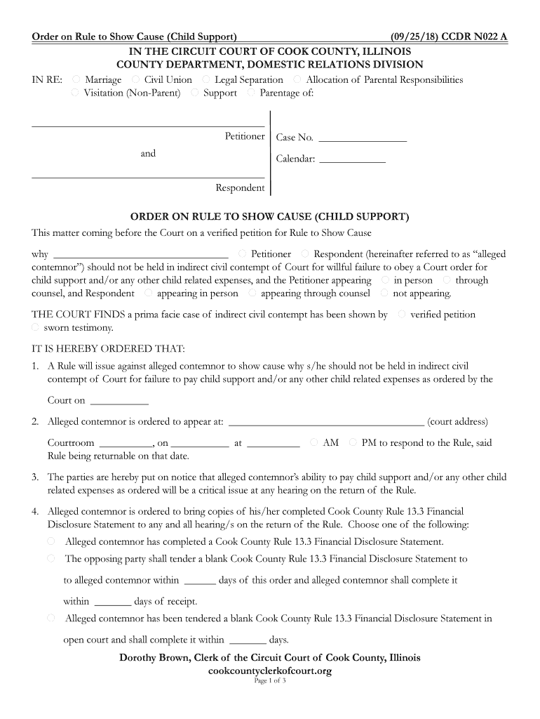 CCDR N022 - Clerk of the Circuit Court of Cook County Preview on Page 1.