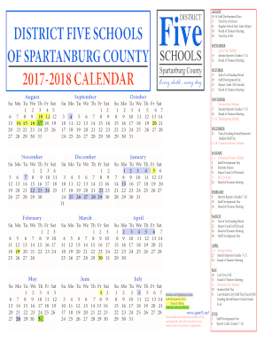 Spartanburg District 5 Calendar - Fill Online, Printable, Fillable, Blank |  pdfFiller