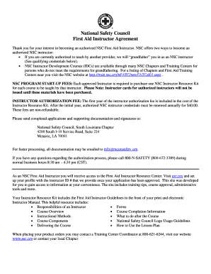 First Aid Instructor Agreement