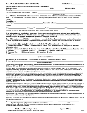 Authorization for Release of Information - Helen Ross McNabb Center