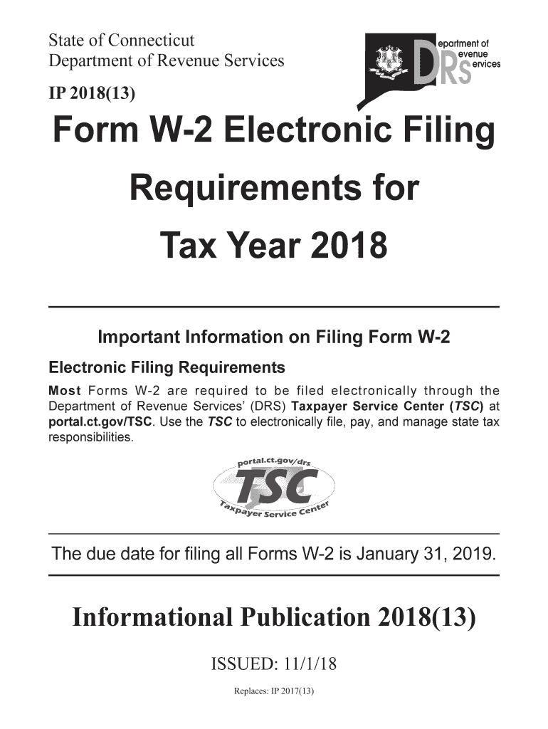 Form W-2 Electronic Filing Requirements for Tax Year 2018 Preview on Page 1.