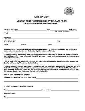 vendor release form