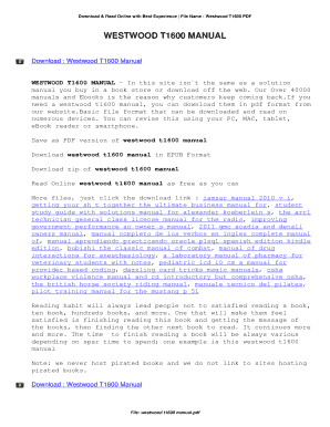 Westwood T1600 Manual - Fill Online, Printable, Fillable, Blank | pdfFiller