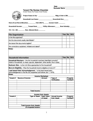 Tenant File Review Checklist