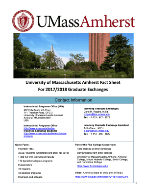 University of Massachuse s Amherst Fact Sheet For 2017/2018
