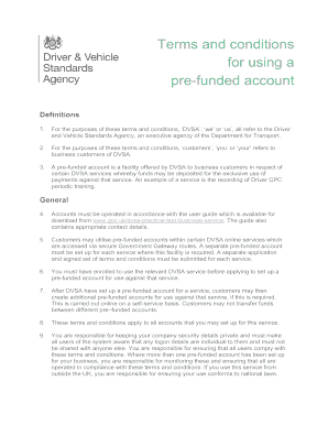 DSA - Terms and conditions for using a pre-funded account. DSA - Terms and conditions for using a pre-funded account