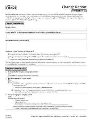 Company or Product Change Report Form