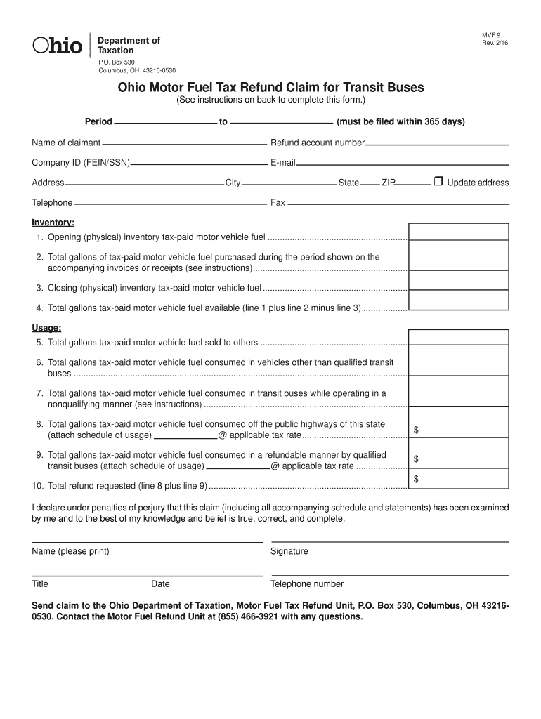 2016 Form OH MVF 9 Fill Online, Printable, Fillable, Blank