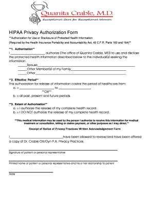 HIPAA Privacy Authorization Form - drcrableobgyn.com