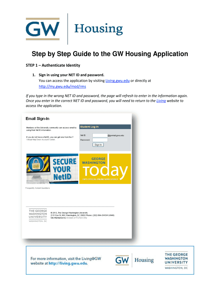 Fillable Online Step by Step Guide to the GW Housing Application Fax