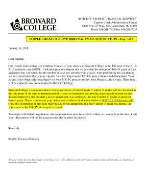 Broward College Post-Withdrawal Notification