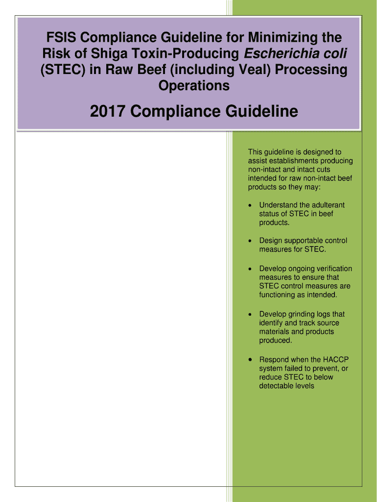 Fillable Online FSIS Compliance Guideline for Minimizing the Risk of
