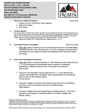 PACMTN WDC BOARD AGENDA