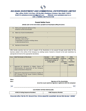 Postal Ballot Form - Sai Baba Investment And Commercial ...