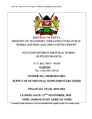 supply of nutritonal supplementary feeds - Ministry of Transport and ...