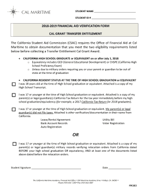 Fillable Online CAL GRANT TRANSFER ENTITLEMENT Fax Email Print - pdfFiller