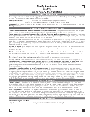 403(b) Beneficiary Designation - Fidelity Investments