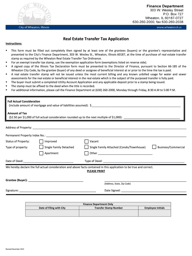 Fillable Online Real Estate Transfer Tax Application Form (PDF) City
