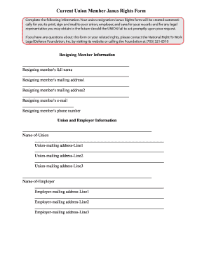 Janus v. AFSCME Union Member Janus Rights Form. union resignation, janus v. afscme, government unions, public sector